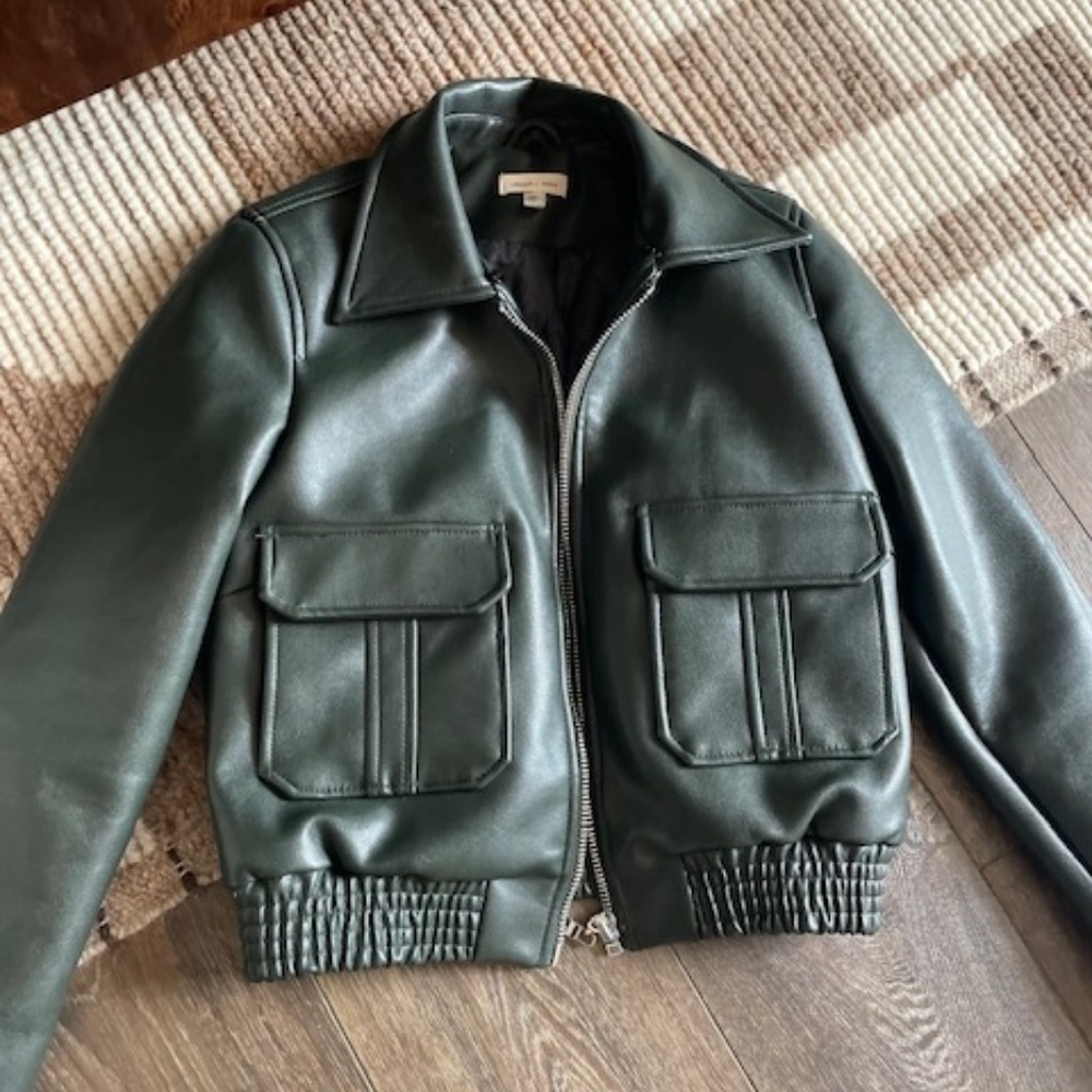Anthropologie Faux Leather Bomber Jacket